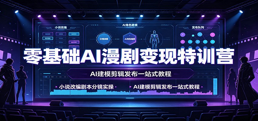 零基础AI漫剧变现特训营:小说改编剧本分镜实操,AI建模剪辑发布一站式教程-驿想项目网