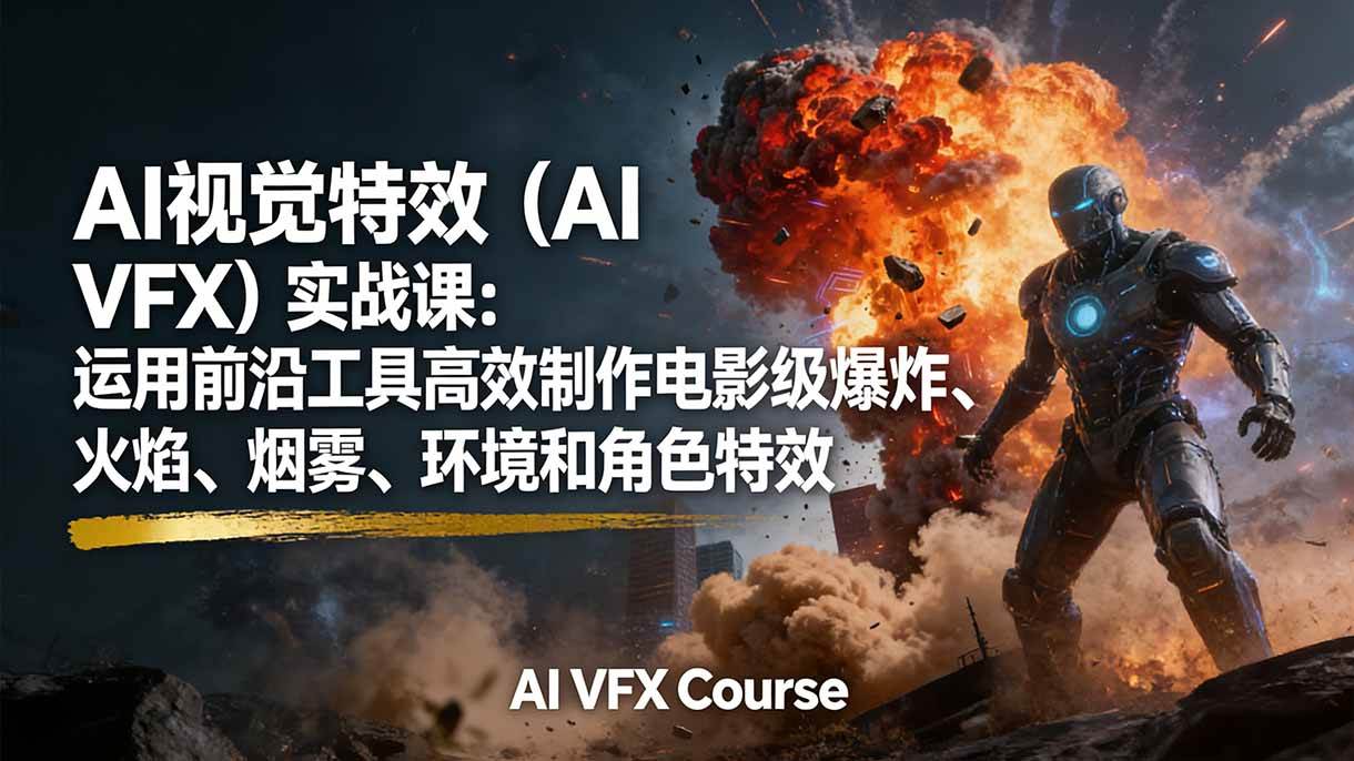 （17212期）AI视觉特效（AI VFX）实战课：运用前沿工具高效制作电影级爆炸、火焰、烟雾、环境和角色特效-驿想项目网