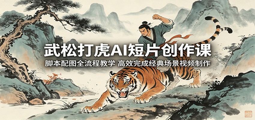 武松打虎AI短片创作课：脚本配图全流程教学，高效完成经典场景视频制作-驿想项目网