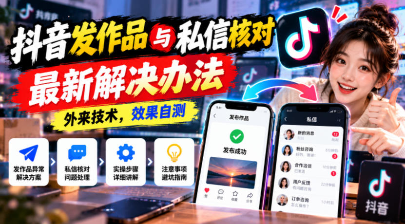 抖音发作品与私信核对最新解决办法，外来技术，效果自测-驿想项目网
