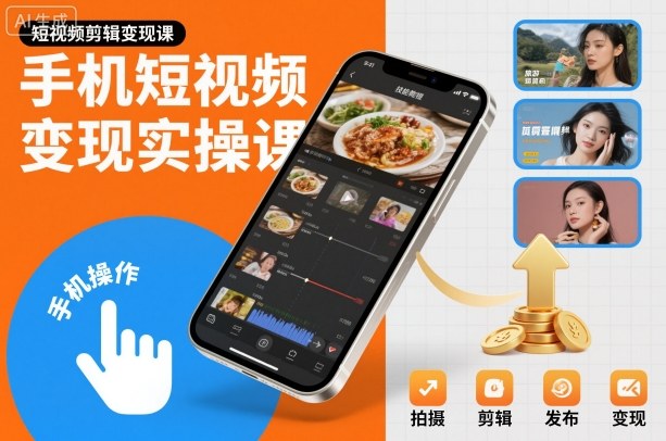 手机短视频变现实操课，短视频剪辑变现课-驿想项目网