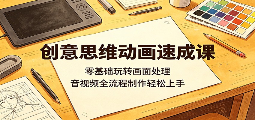 创意思维动画速成课：零基础玩转画面处理，音视频全流程制作轻松上手-驿想项目网