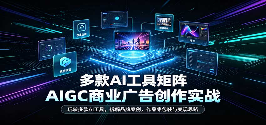 AIGC商业广告创作实战：玩转多款AI工具，拆解品牌案例，作品集包装与变现思路-驿想项目网