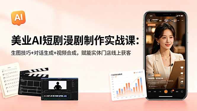 （18536期）美业AI短剧漫剧制作实战课：生图技巧+对话生成+视频合成，赋能实体门店线上获客-驿想项目网