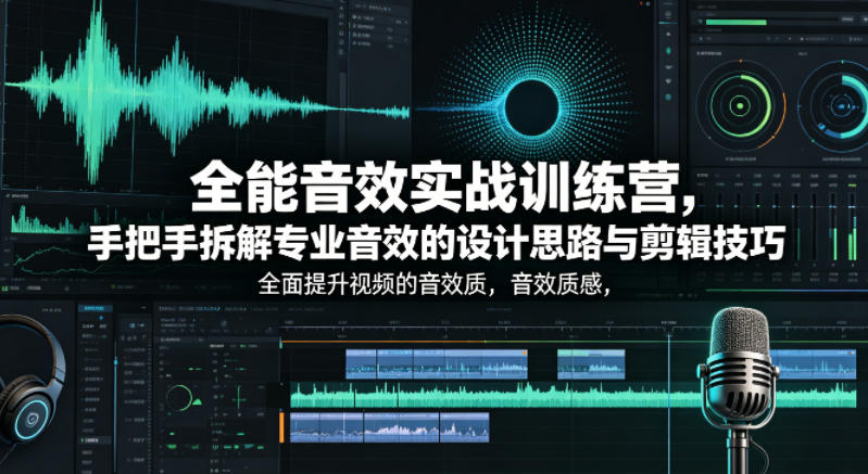 全能音效实战训练营，手把手拆解专业音效的设计思路与剪辑技巧，全面提升视频的音效质感-驿想项目网
