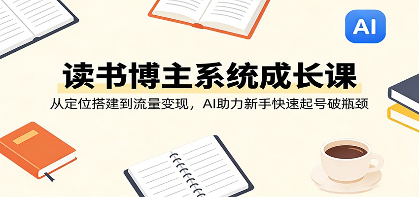 读书博主系统成长课：从定位搭建到流量变现，AI助力新手快速起号破瓶颈-驿想项目网