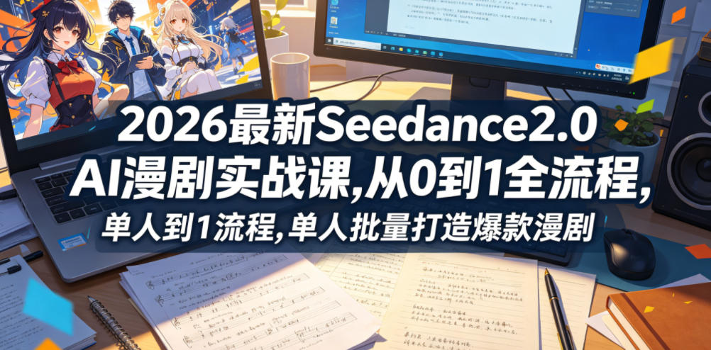 2026最新Seedance2.0 AI漫剧实战课,，从0到1全流程，单人批量打造爆款漫剧-驿想项目网