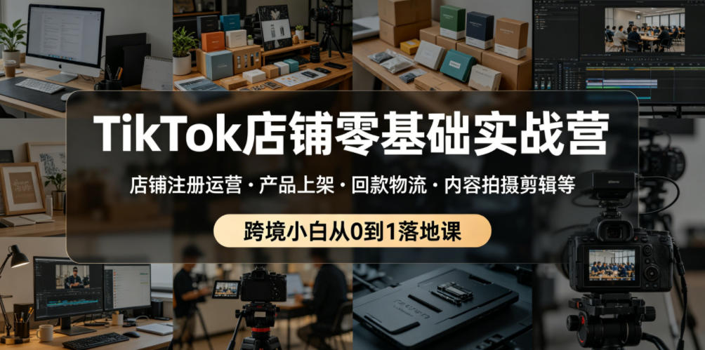 TikTok店铺零基础实战营,店铺注册运营・产品上架・回款物流・内容拍摄剪辑等 ,跨境小白从0到1落地课-驿想项目网