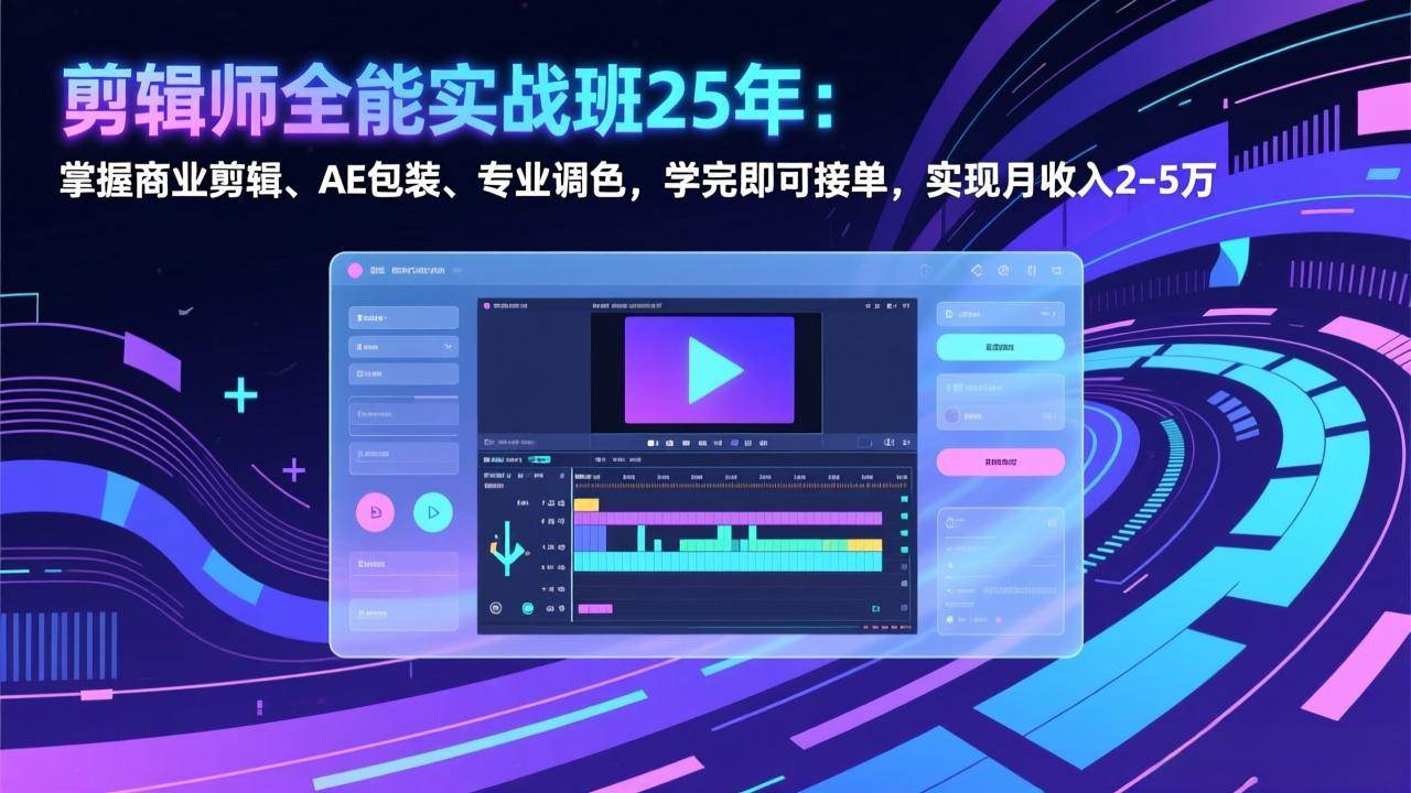 （17294期）剪辑师全能实战班25年：掌握商业剪辑、AE包装、专业调色，学完即可接单，实现月收入2-5万-驿想项目网