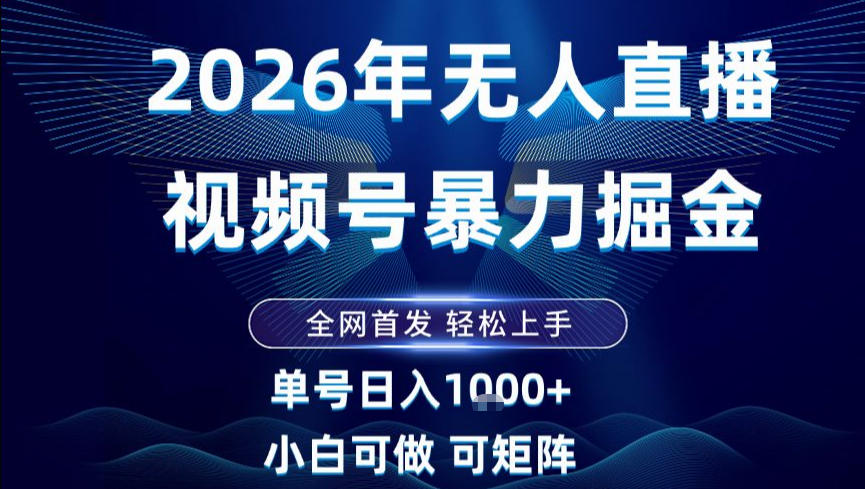 2026最新视频号无人直播掘金，全网首发，小白可以玩，长期稳定日入1k+【揭秘】-驿想项目网