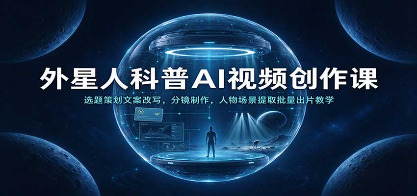 外星人科普AI视频创作课：选题策划文案改写，分镜制作，人物场景提取批量出片教学-驿想项目网