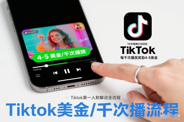TK中视频计划项目,Tiktok第一人称解说流程,每干次播放奖励4-5美金-驿想项目网