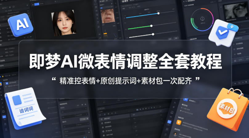 即梦AI微表情调整全套教程,精准控表情+原创提示词+素材包一次配齐-驿想项目网
