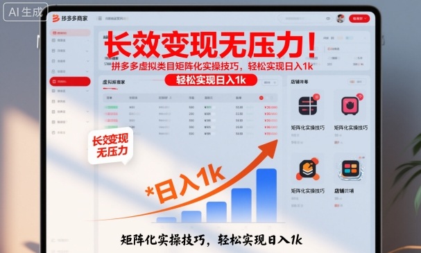 长效变现无压力！拼多多虚拟类目矩阵化实操技巧，轻松实现日入1k【揭秘】-驿想项目网