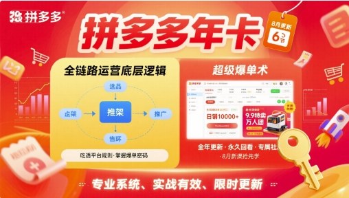 拼多多年卡，拼多多全链路运营底层逻辑，超级爆单术【更新26年8月】-驿想项目网