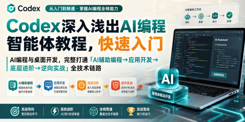 Codex深入浅出AI编程智能体教程，快速入门AI编程与桌面开发，打通「AI辅助编程→应用开发→底层进阶→逆向实战」全技术链路-驿想项目网