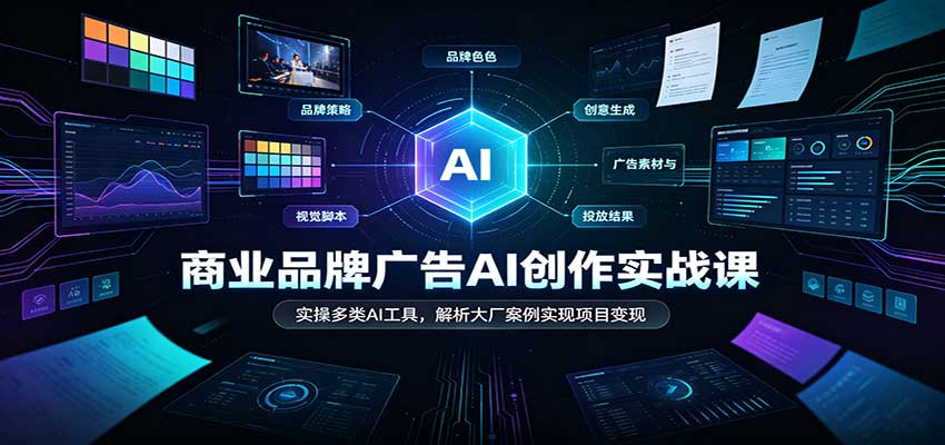 商业品牌广告AI创作实战课:实操多类AI工具,解析大厂案例实现项目变现-驿想项目网
