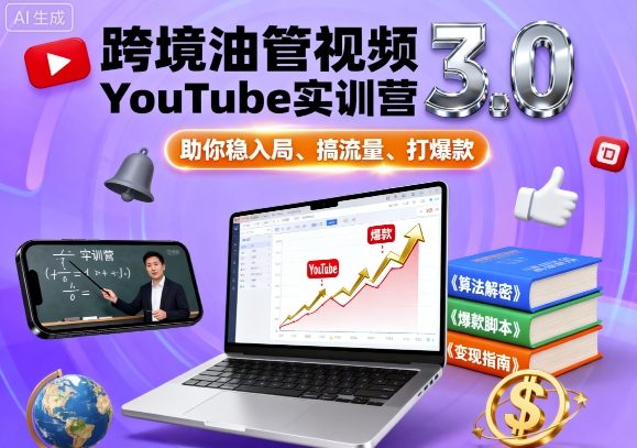 跨境油管视频YouTube实训营3.0，助你稳入局、搞流量、打爆款-驿想项目网