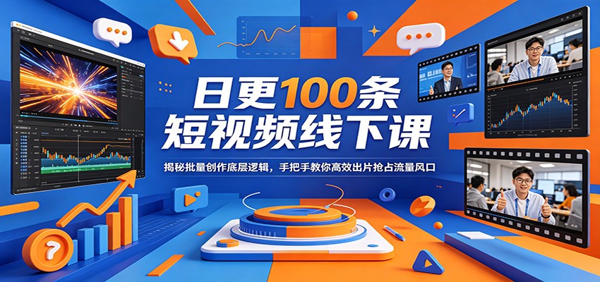 日更100条短视频线下课：揭秘批量创作底层逻辑，手把手教你高效出片抢占流量风口-驿想项目网