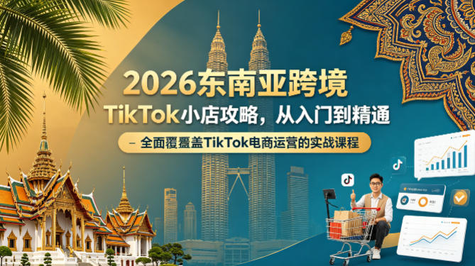 2026东南亚跨境TikTok小店攻略，从入门到精通、全面覆盖TikTok电商运营的实战课程（更新4月）-驿想项目网