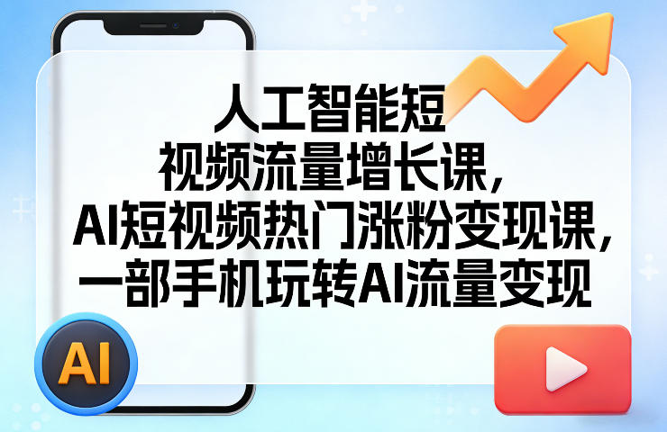 人工智能短视频流量增长课，AI短视频热门涨粉变现课，一部手机玩转AI流量变现-驿想项目网