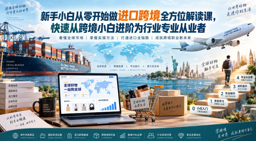 新手小白从零开始做进口跨境全方位解读课，快速从跨境小白进阶为行业专业从业者-驿想项目网