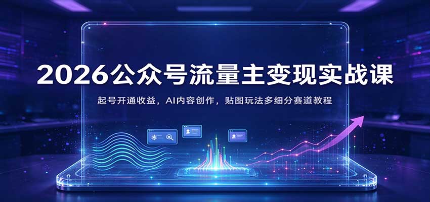 2026公众号流量主变现实战课：起号开通收益，AI内容创作，贴图玩法多细分赛道教程-驿想项目网