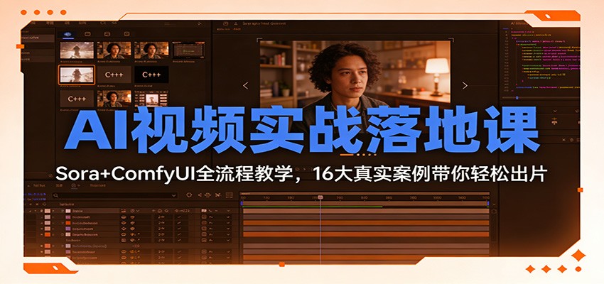 AI视频实战落地课：Sora+ComfyUI全流程教学，16大真实案例带你轻松出片-驿想项目网
