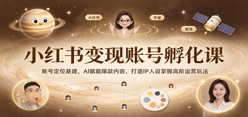 小红书变现账号孵化课：账号定位基建，AI赋能爆款内容，打造IP人设掌握高阶运营玩法-驿想项目网