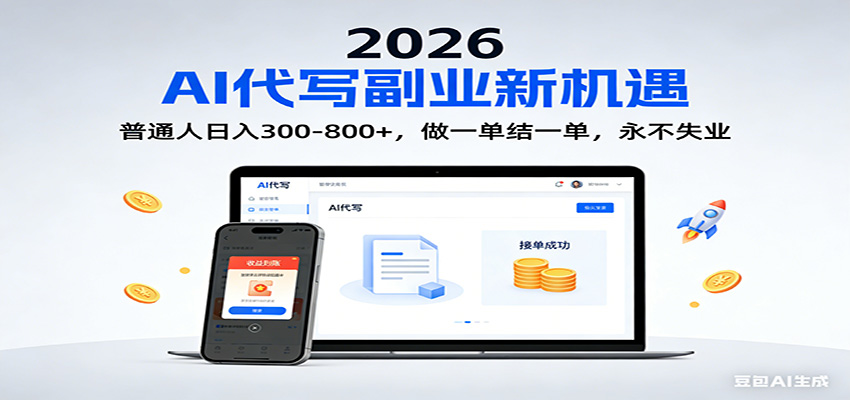 2026 副业首选！AI 代写日入 300-800，普通人0门槛，做一单结一单！-驿想项目网