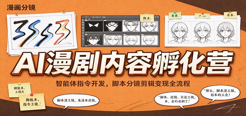 AI漫剧内容孵化营：智能体指令开发，脚本分镜剪辑变现全流程-驿想项目网