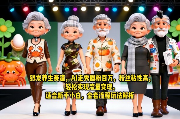 银发养生赛道，AI走秀圈粉百万，粉丝粘性高，轻松实现流量变现，适合新手小白，全套流程玩法解析-驿想项目网