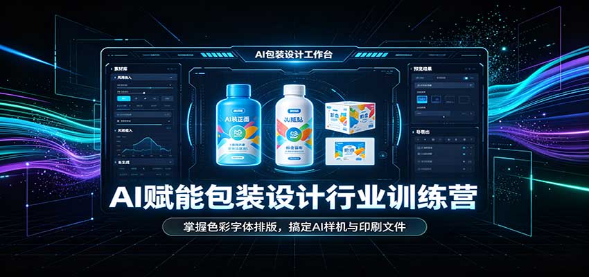 AI赋能包装设计行业训练营：掌握色彩字体排版，搞定AI样机与印刷文件-驿想项目网