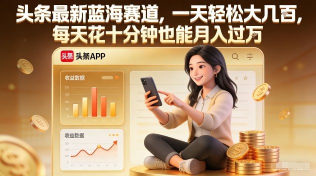 头条最新蓝海赛道，一天轻松大几张，每天花十分钟也能月入过1W【揭秘】-驿想项目网
