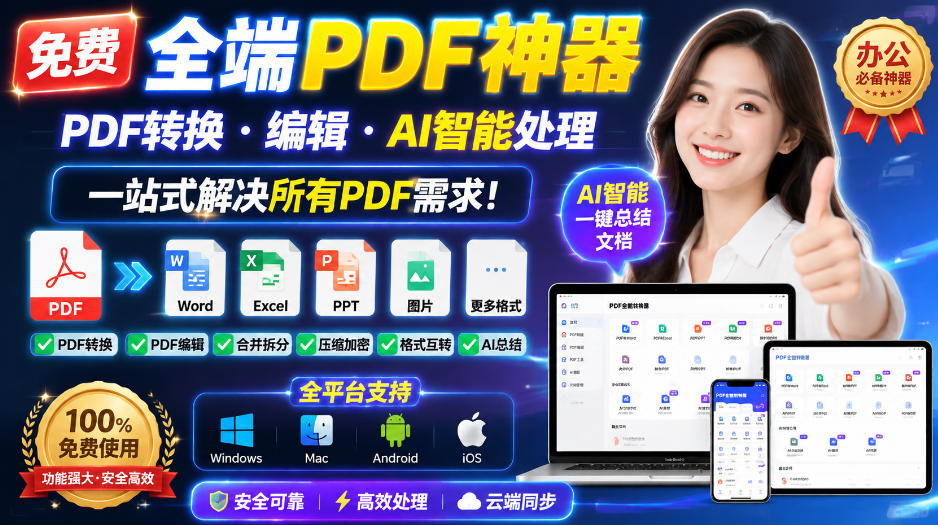 免费全端PDF神器，PDF转换·编辑·AI智能处理，一站式解决所有PDF需求!-驿想项目网