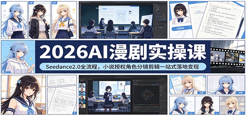 2026AI漫剧实操课：Seedance2.0全流程，小说授权角色分镜剪辑一站式落地变现-驿想项目网