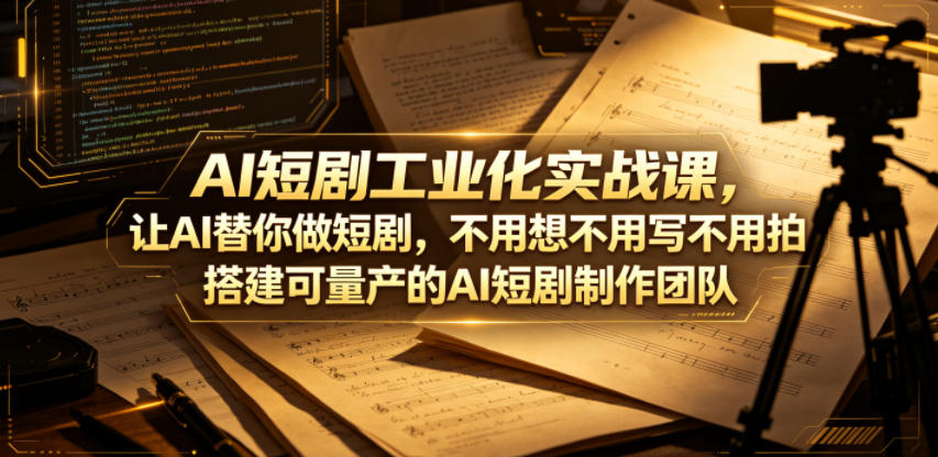 AI短剧工业化实战课，让AI替你做短剧，不用想不用写不用拍，搭建可量产的AI短剧制作团队-驿想项目网