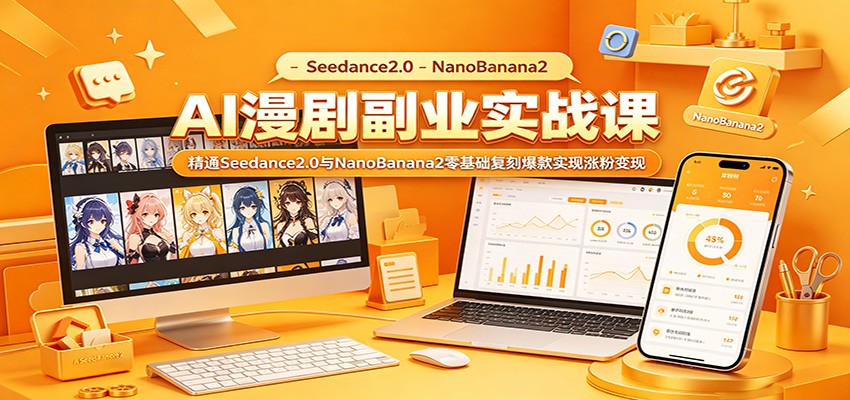 AI漫剧副业实战课：精通Seedance2.0与NanoBanana2零基础复刻爆款实现涨粉变现-驿想项目网