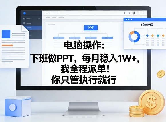 电脑操作：下班做PPT，每月稳入1W+，我全程派单！你只管执行就行【揭秘】-驿想项目网