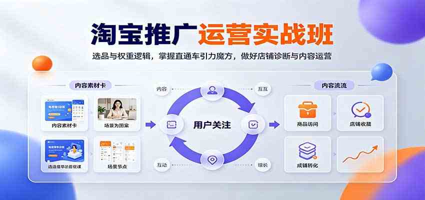 淘宝推广运营实战班：选品与权重逻辑，掌握直通车引力魔方，做好店铺诊断与内容运营-驿想项目网