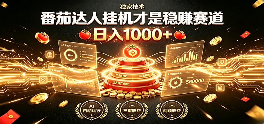 别再瞎找副业！番茄达人挂机才是稳赚赛道 日入1000+-驿想项目网
