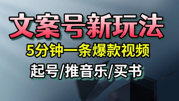 文案号新玩法，5分钟一条爆款视频，流量高，起号快，多方位变现-驿想项目网