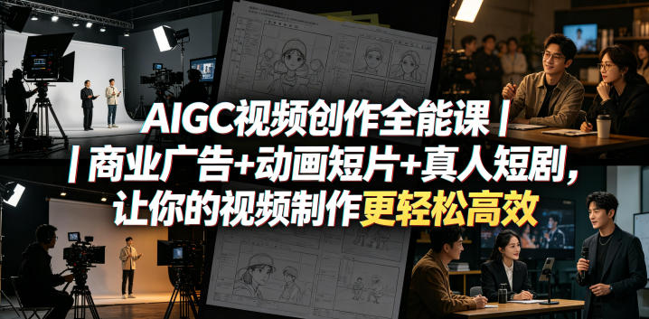 AIGC视频创作全能课｜商业广告+动画短片+真人短剧，让你的视频制作更轻松高效-驿想项目网