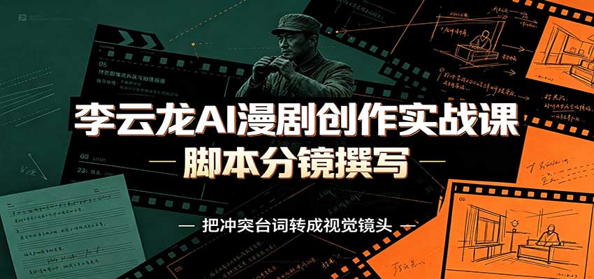 李云龙AI漫剧创作实战课：角色人设还原，脚本分镜撰写，AI漫剧成片完整制作教学-驿想项目网