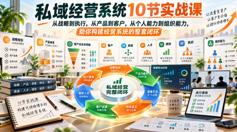 私域经营系统10节实战课，从战略到执行，从产品到客户，从个人能力到组织能力，助你构建经营系统的整套闭环-驿想项目网