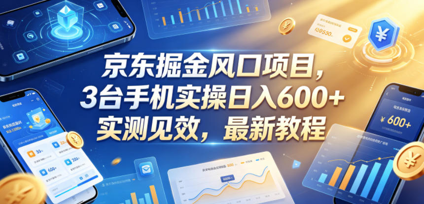 京东掘金风口项目，3台手机实操日入600+，实测见效，最新教程【揭秘】-驿想项目网
