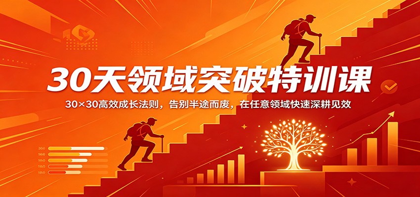 30天领域突破特训课：30×30高效成长法则，告别半途而废，在任意领域快速深耕见效-驿想项目网