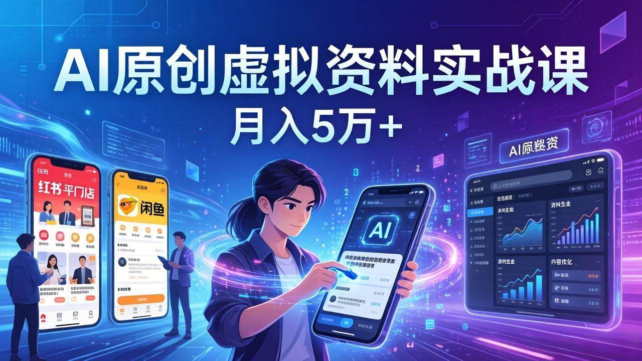 （17657期）AI原创虚拟资料实战课：2026新机会，小红书闲鱼开店，普通人用AI轻松变现，月入5万+-驿想项目网