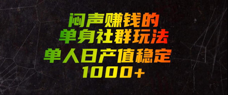 闷声賺钱的单身社群玩法，单人日产值稳定1000+【揭秘】-驿想项目网
