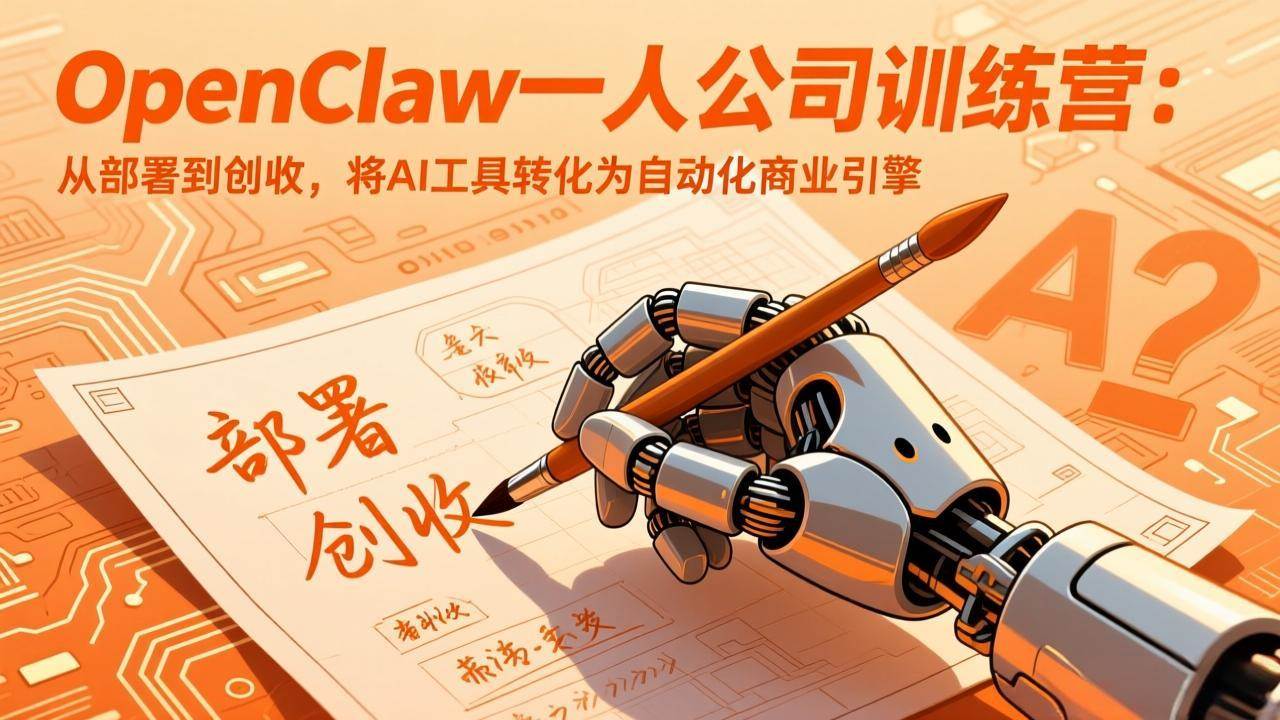 （17540期）OpenClaw一人公司训练营：从部署到创收，将AI工具转化为自动化商业引擎-驿想项目网